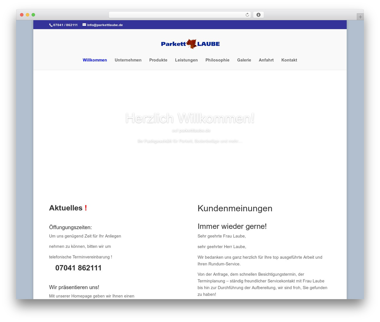 Divi WordPress theme - parkettlaube.de