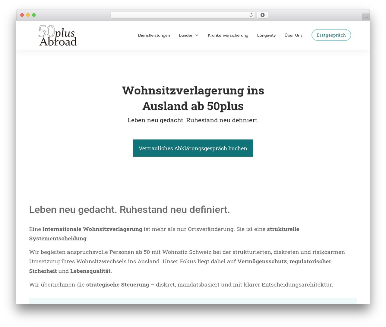 WordPress theme Thrive Theme Builder - 50plusabroad.ch