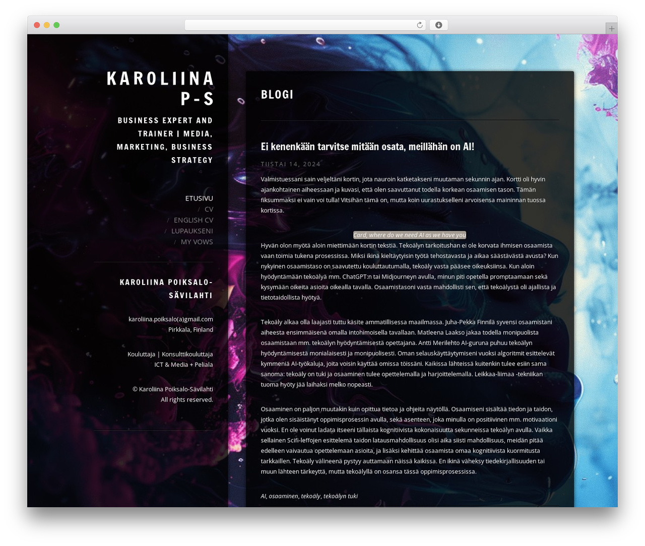 Selfless WordPress theme - poiksalo.com