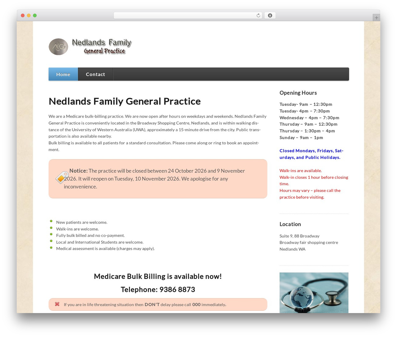 WordPress theme Function - nedlandsfamilygeneralpractice.com.au