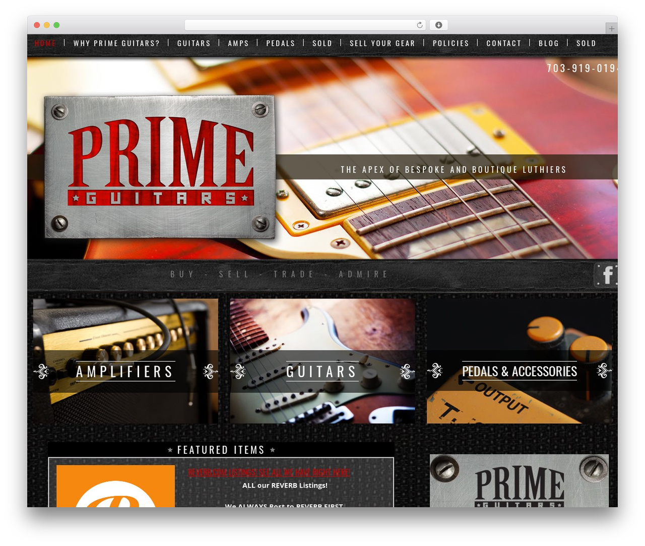 KDW Framework WordPress theme - primeguitars.com