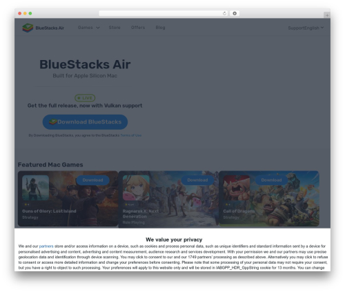 WordPress theme Bluestacks - www.bluestacks.com