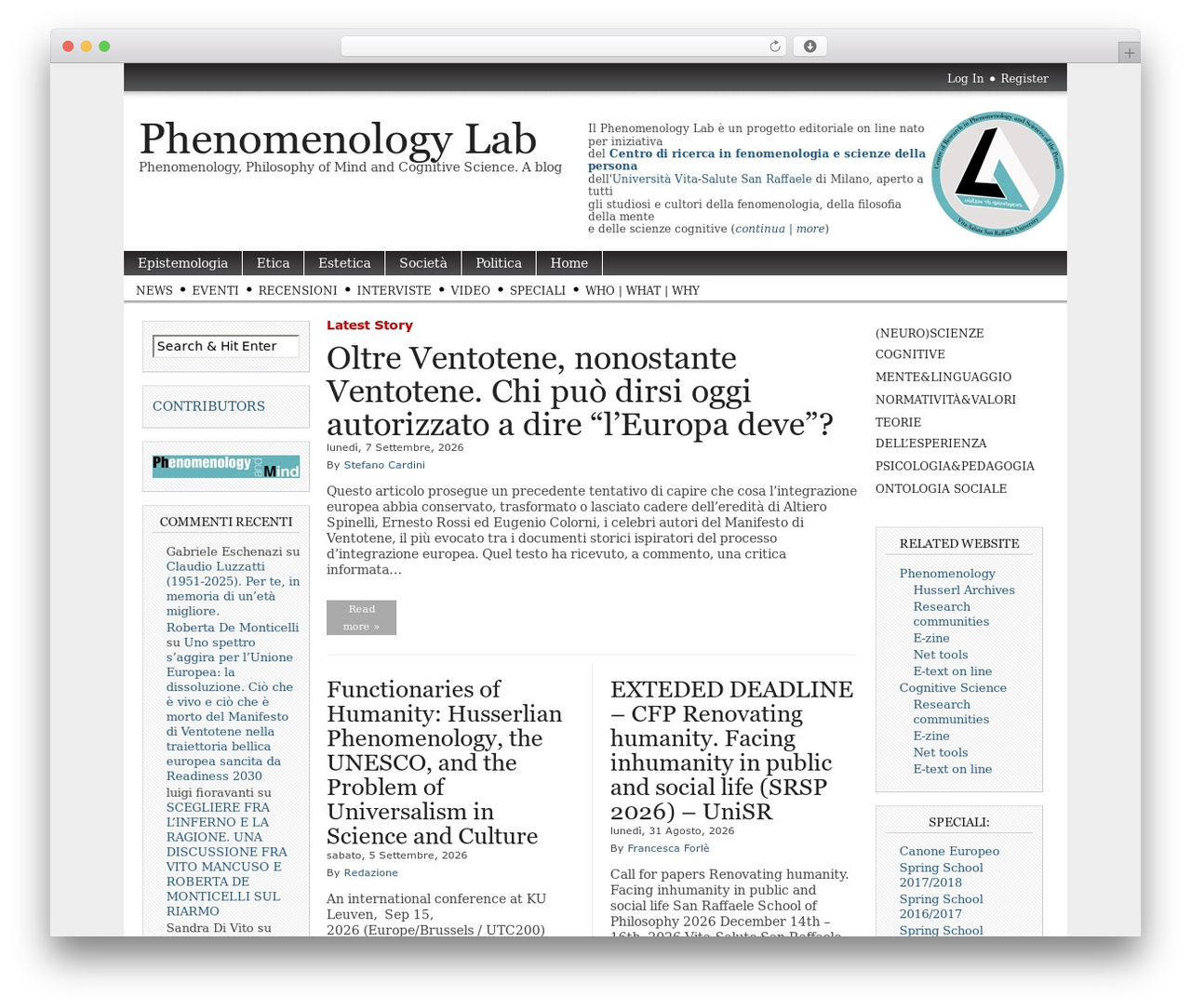 Magazine Basic free WP theme - phenomenologylab.eu