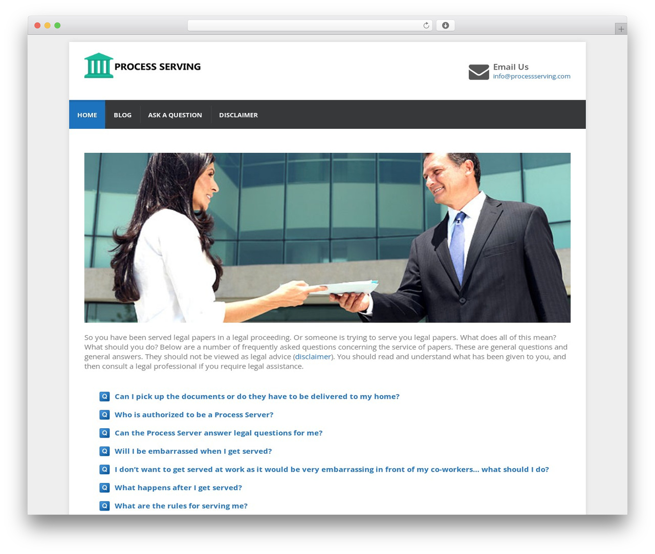 NILBD NETWORK WordPress website theme - processserving.com