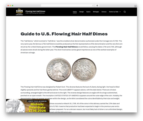 WordPress theme Sinatra - flowinghairhalfdime.com