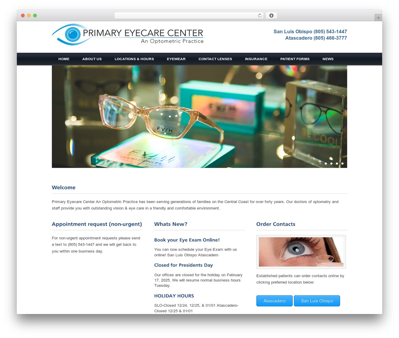 WordPress theme Care WP - primaryeyecareslo.com