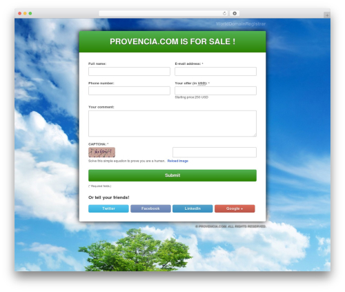 This domain is for sale WordPress plugin - provencia.com