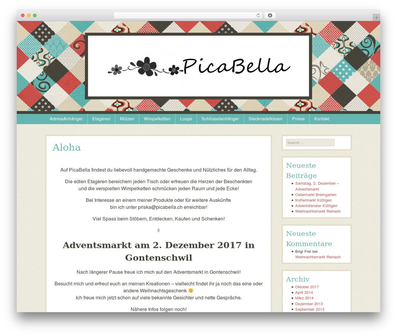 Patchwork WordPress website theme - picabella.ch