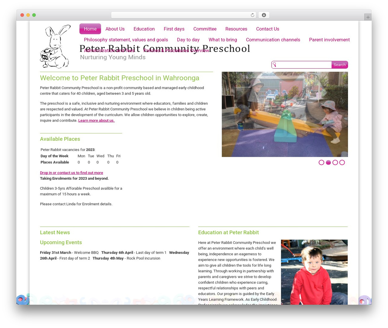 Catalyst WordPress theme - peterrabbitpreschool.com.au