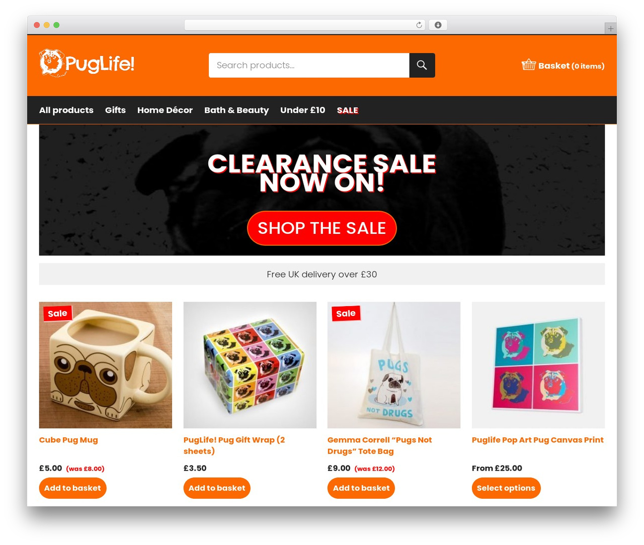 PugLife! WordPress store theme - puglife.co.uk