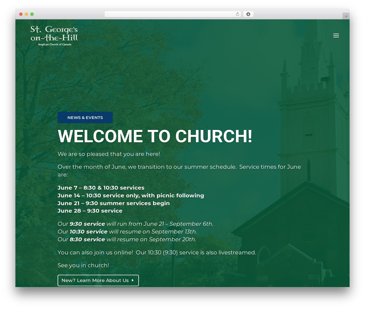 WordPress theme Divi - stgeorgesonthehill.ca
