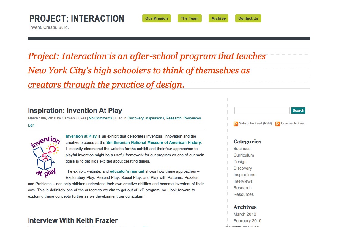 Project: Interaction WordPress website theme by Katie Koch, based on a theme by Quick Online Tips