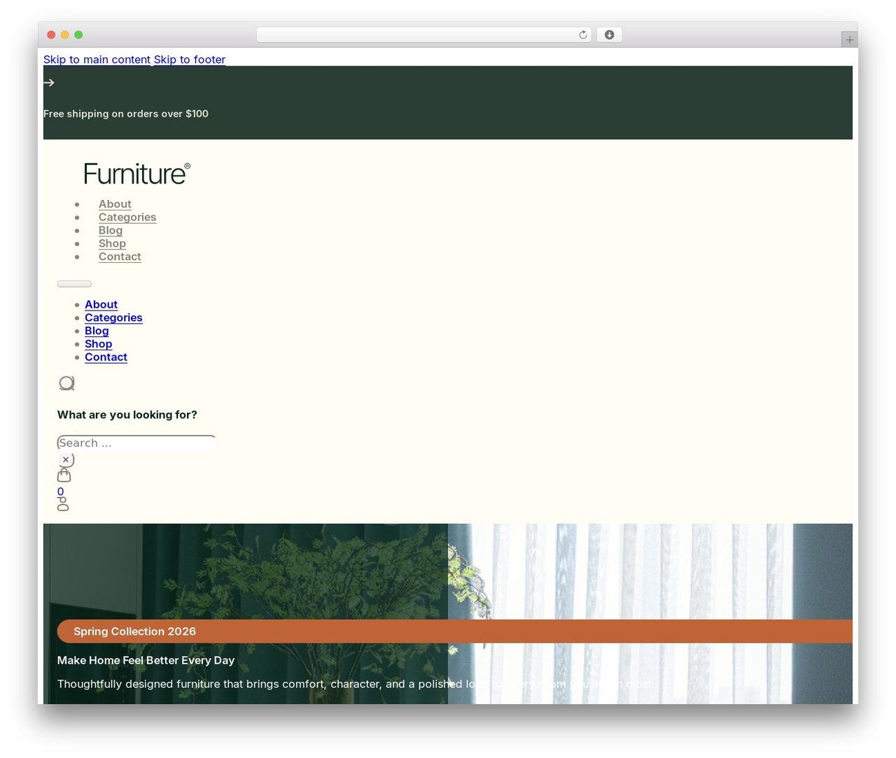 Bricks theme WordPress - furniture.getdynamicpress.com
