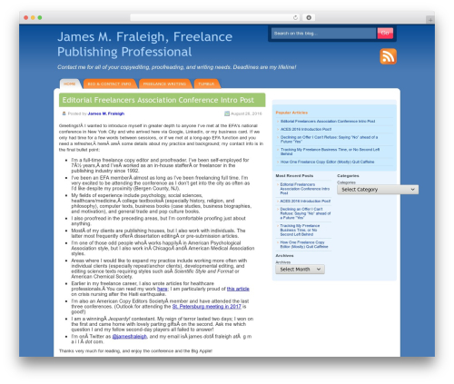 DeepBlue WordPress theme - jamesfraleigh.com