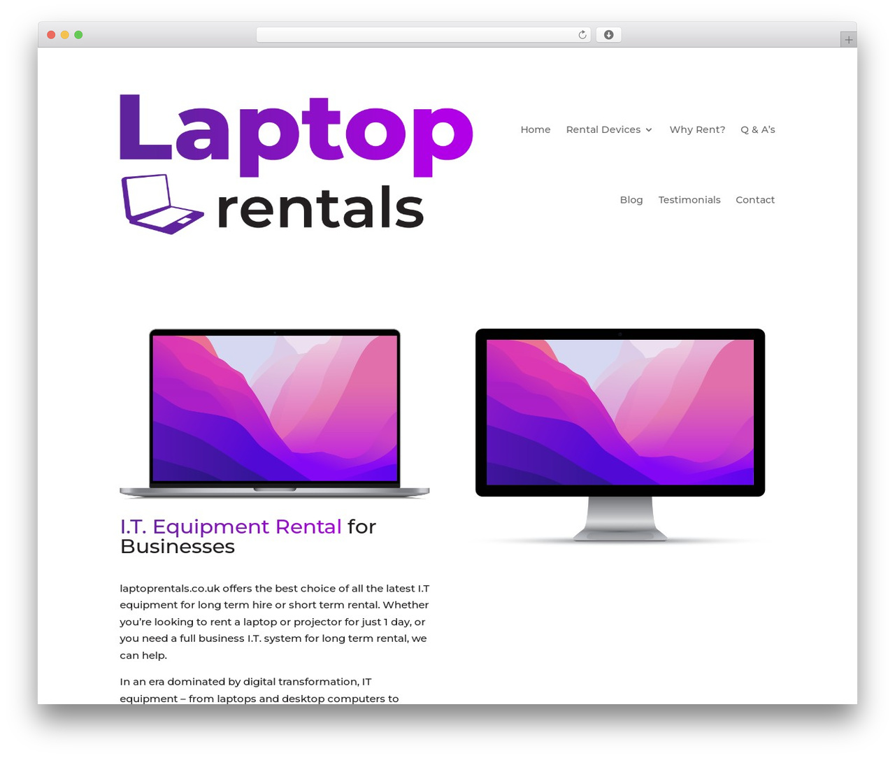 Dynamic Sales Solutions WordPress theme - laptoprentals.co.uk