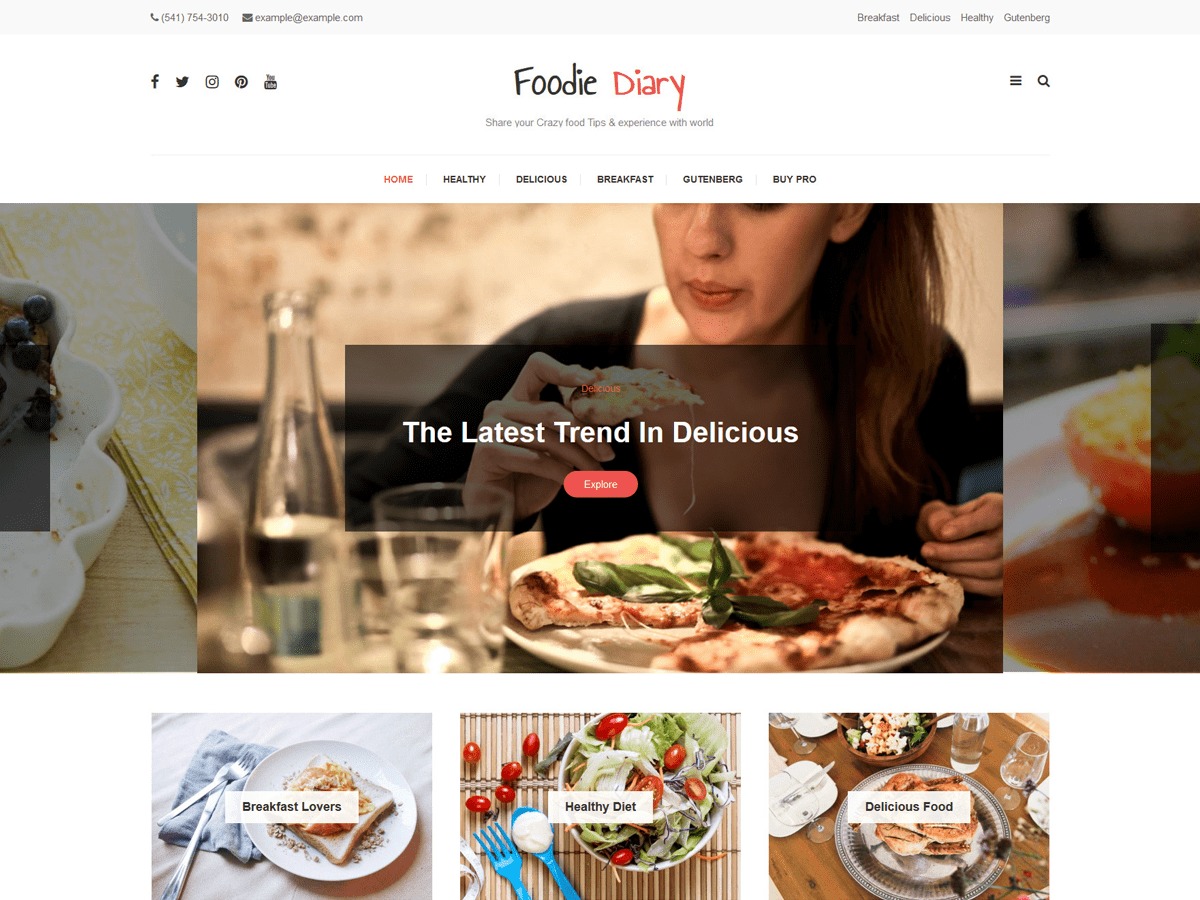 Foodie Diary food WordPress theme