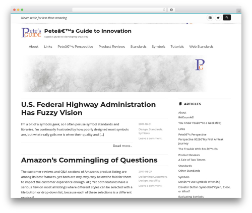 Nucleus WordPress theme - petesguide.com