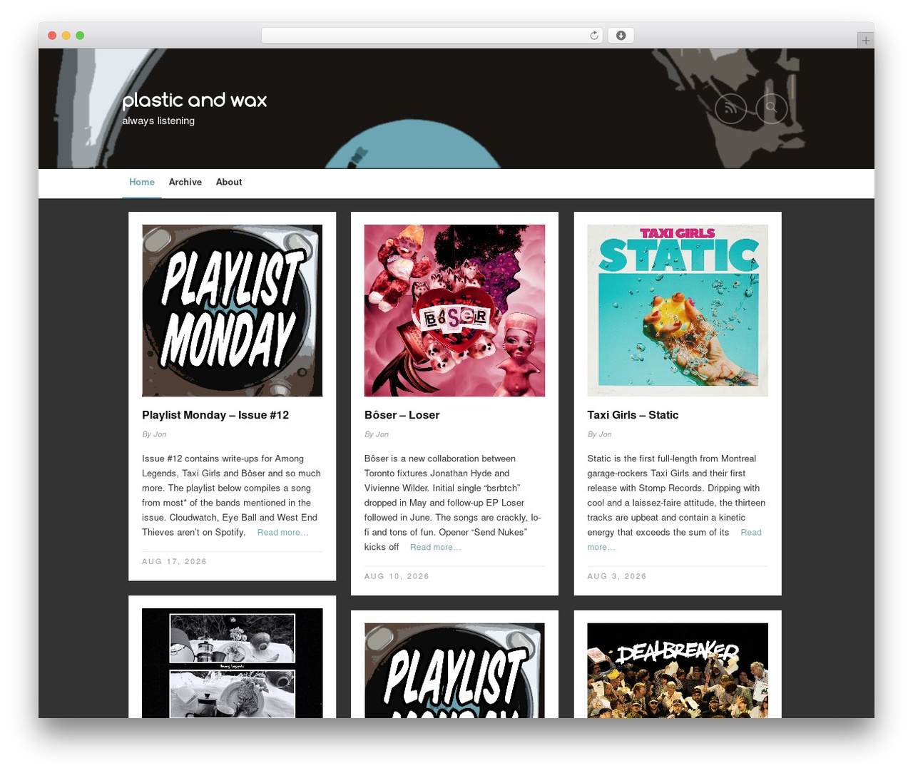 Gridz WordPress theme - plasticandwax.net