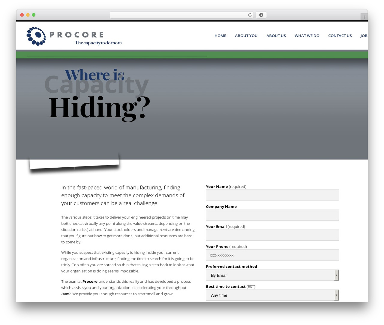 Peerless Procore - Chemic based WordPress Theme WordPress theme - peerlessprocore.com/where-is-capacity-hiding-landing