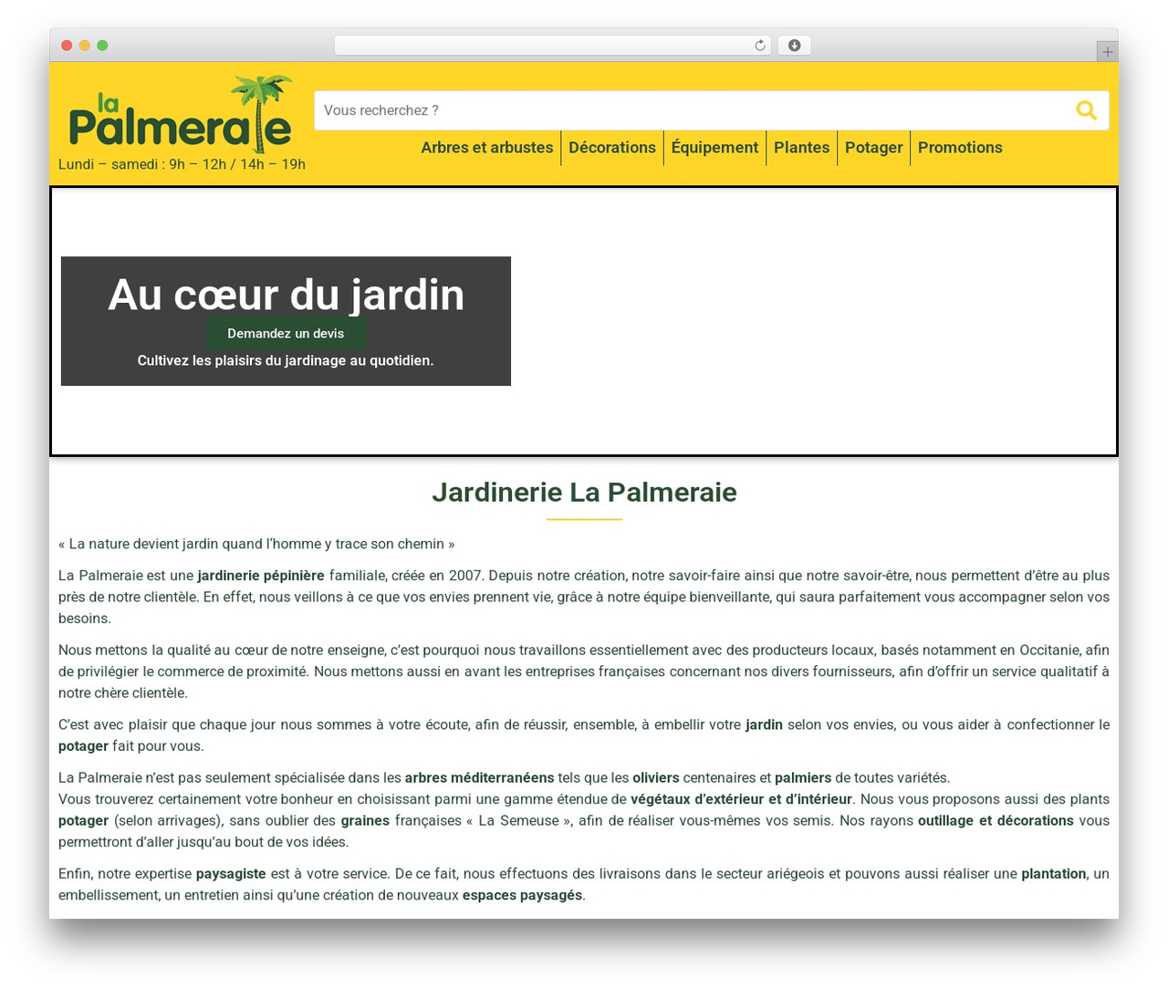 WordPress theme Wordpress Elementor - jardinerie-lapalmeraie.fr