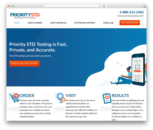 Priority STD Testing business WordPress theme - prioritystdtesting.com
