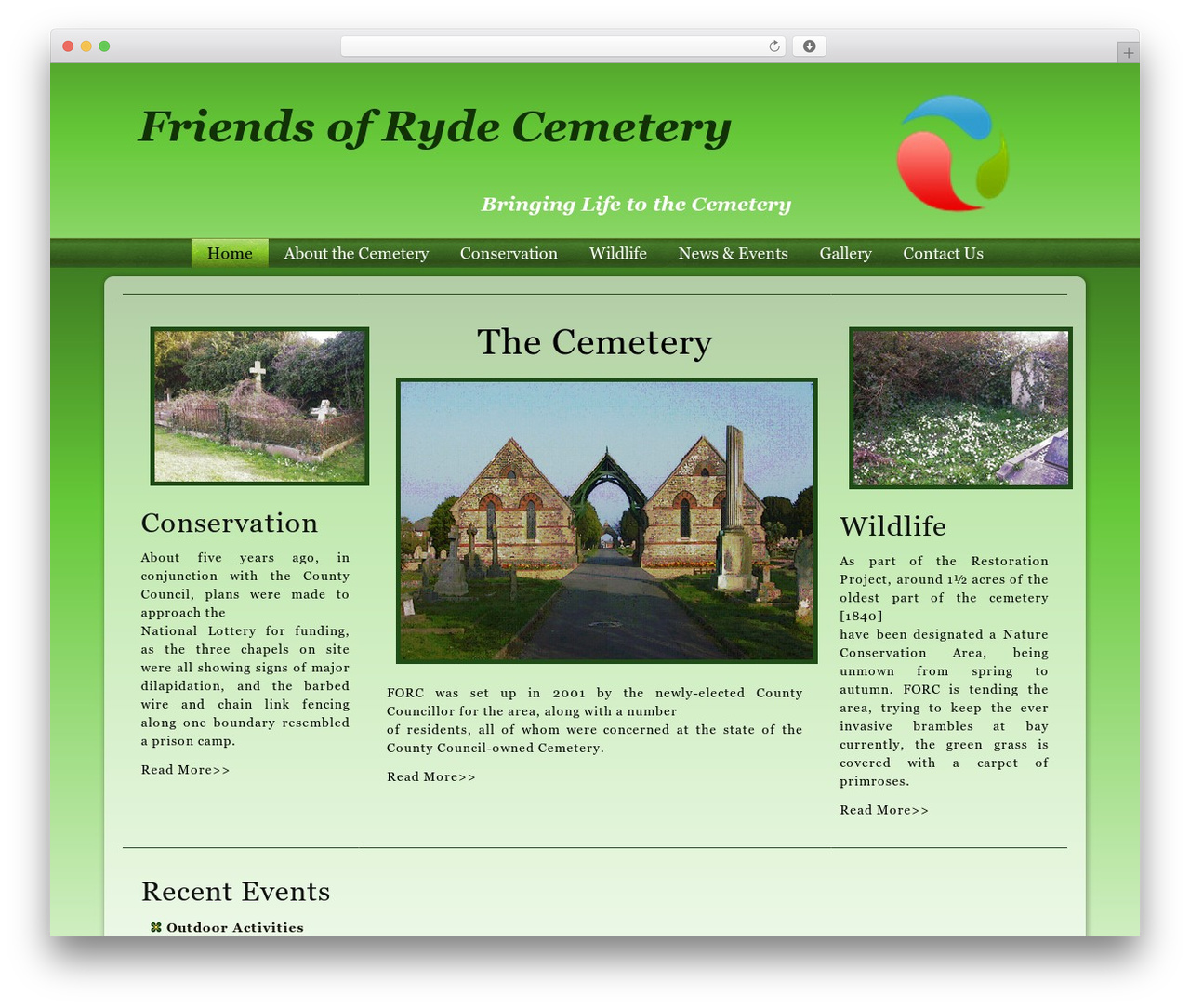 FORC WordPress theme design - friendsofrydecemetery.co.uk