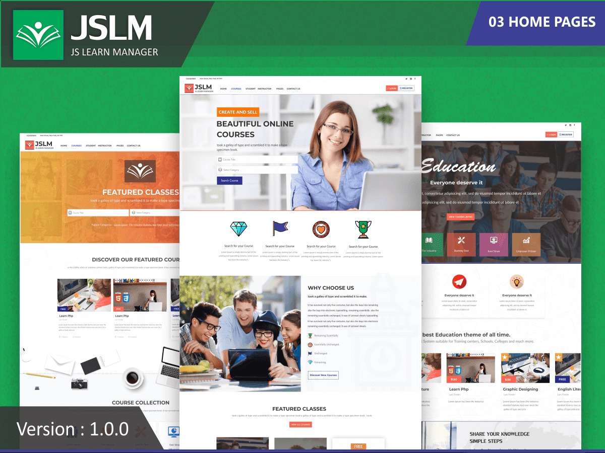 JS Learn Manager WordPress theme