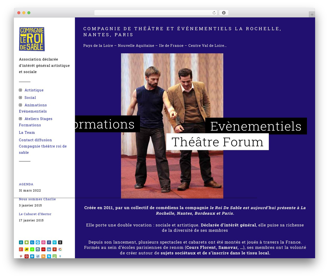 Side top WordPress theme - compagnieleroidesable.fr