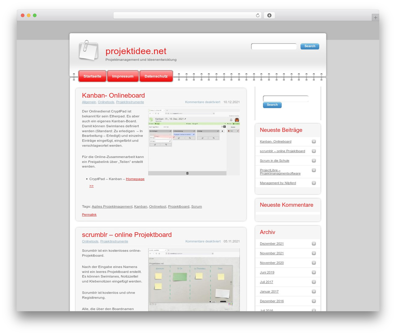 Modern Notepad WordPress theme - projektidee.net