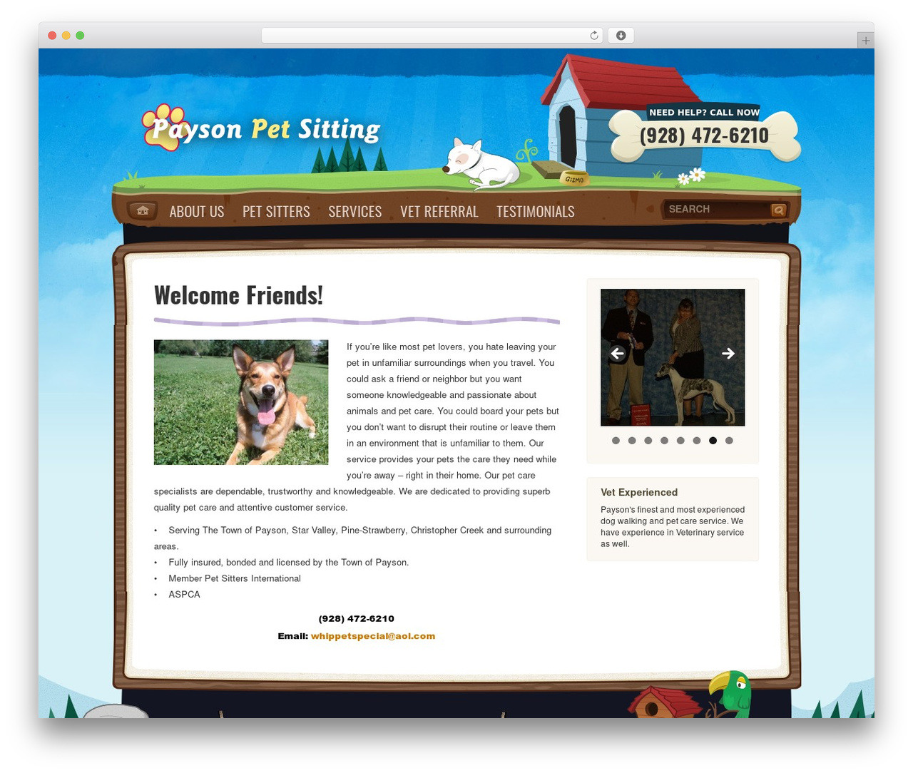 Pets & Vets WordPress theme - paysonpetsitting.com