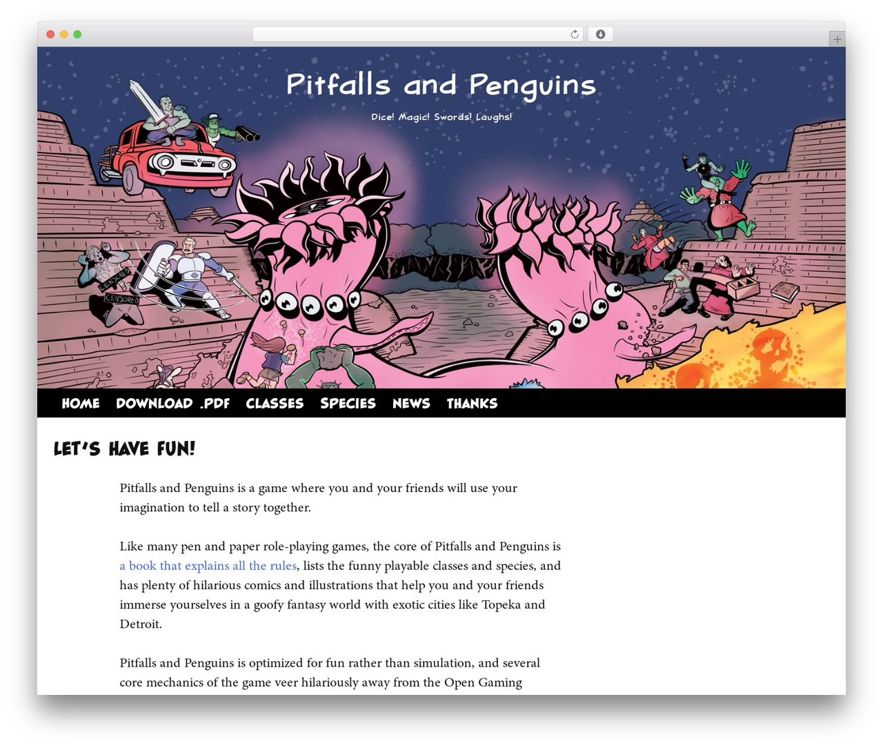 WordPress theme Pitfalls - pitfallsandpenguins.com