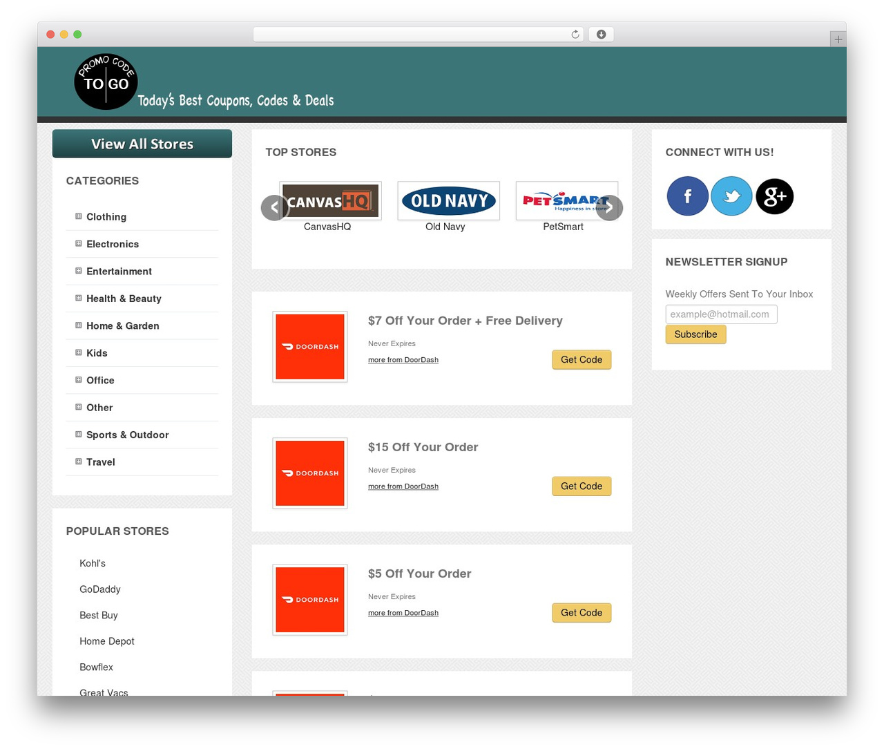WP theme Responsive Coupon Theme - promocodetogo.com