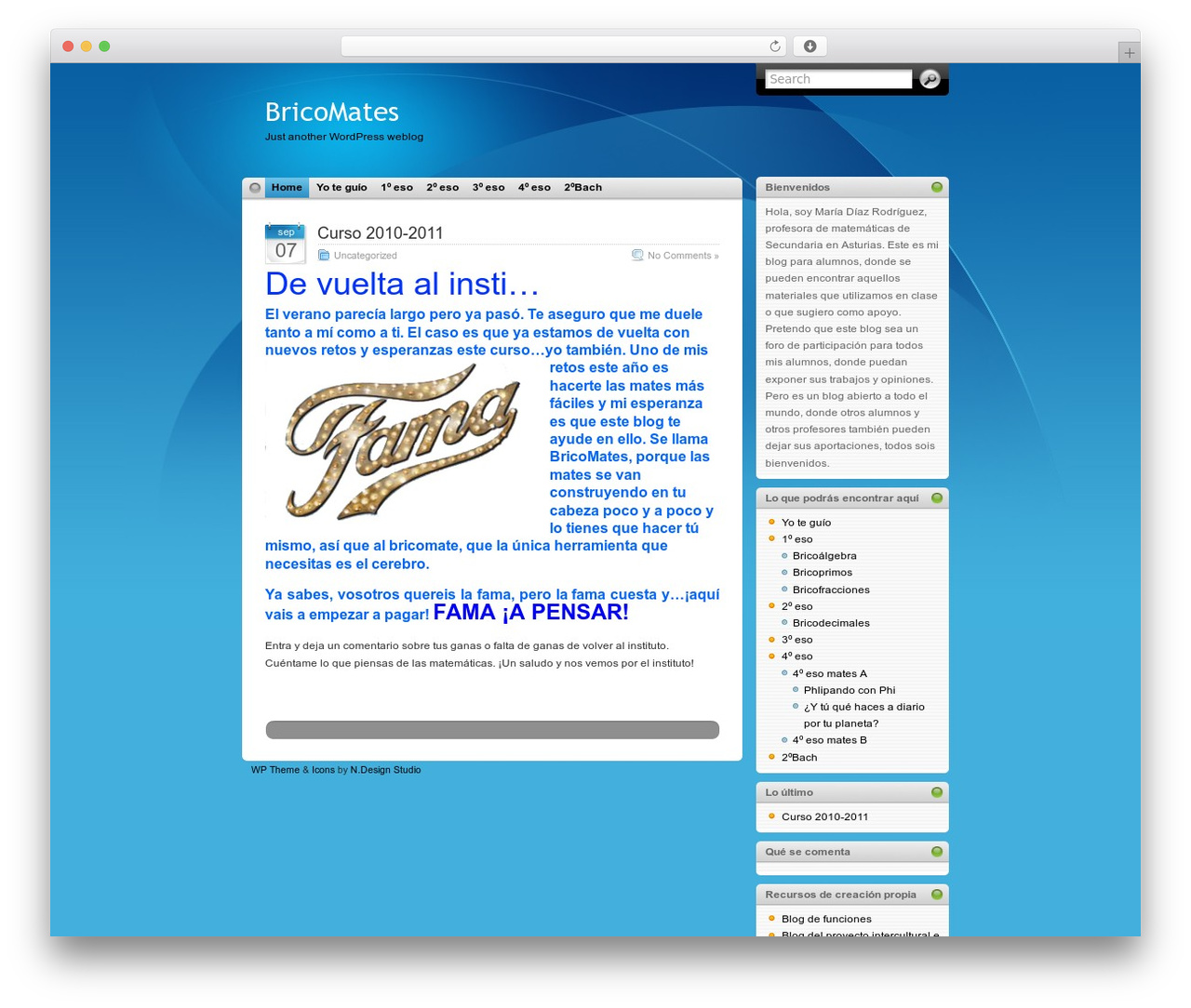 iTheme WordPress page theme - desenderismo.com/bricomates