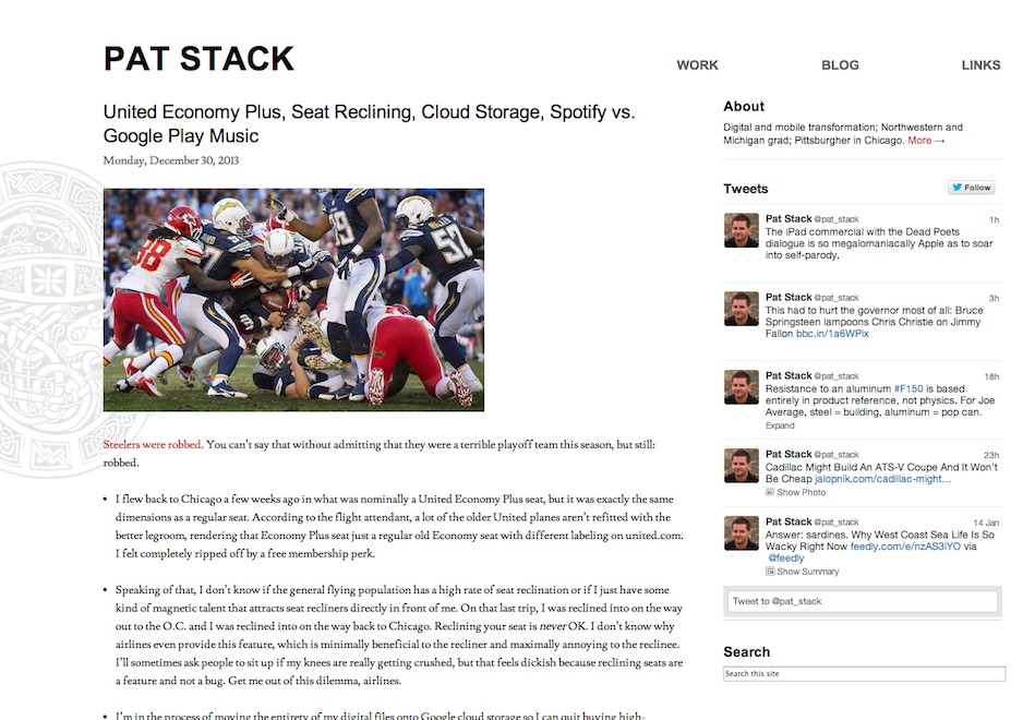 Pat Stack WordPress theme design by Patrick Stack