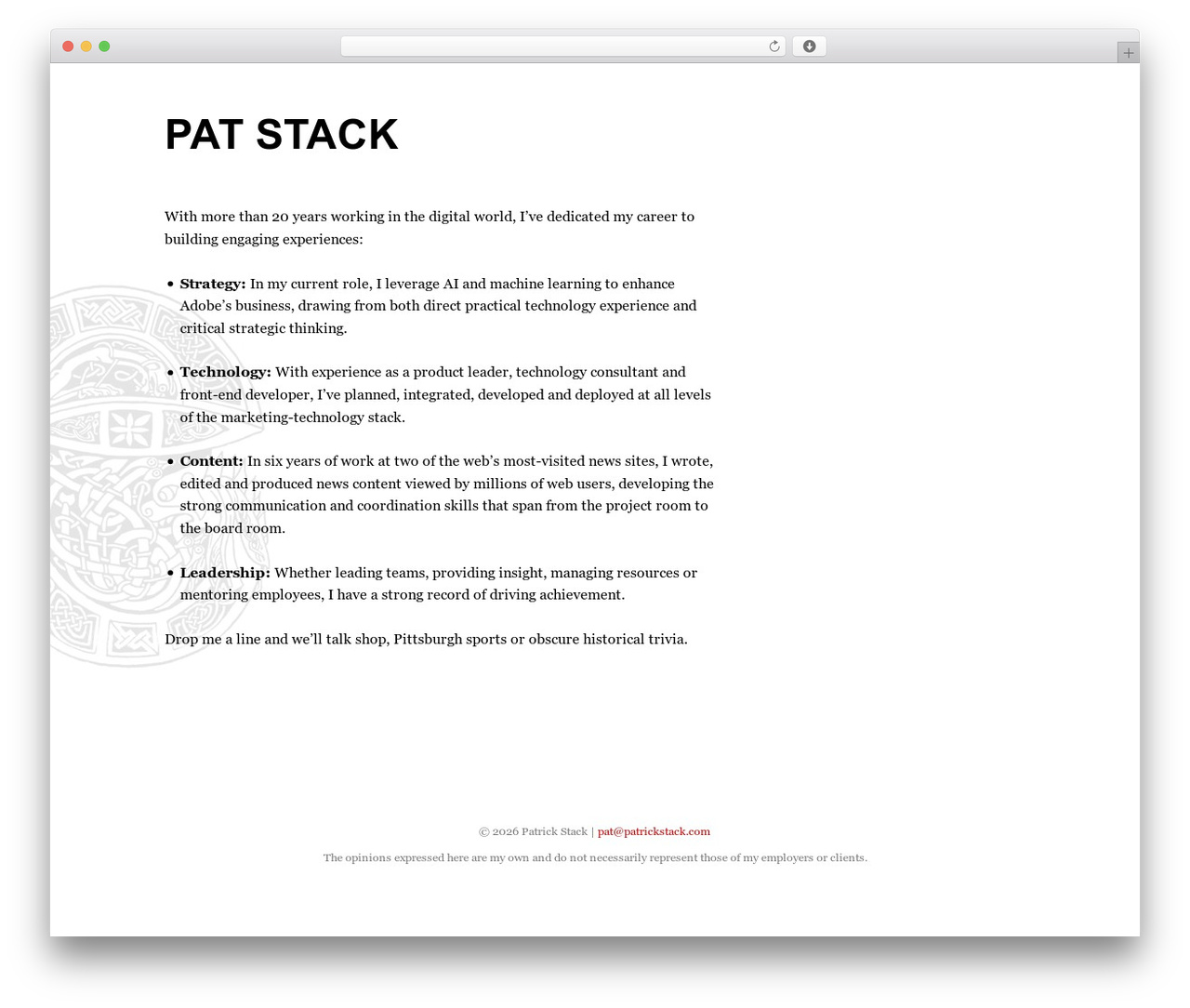 Pat Stack WordPress theme design - patrickstack.com