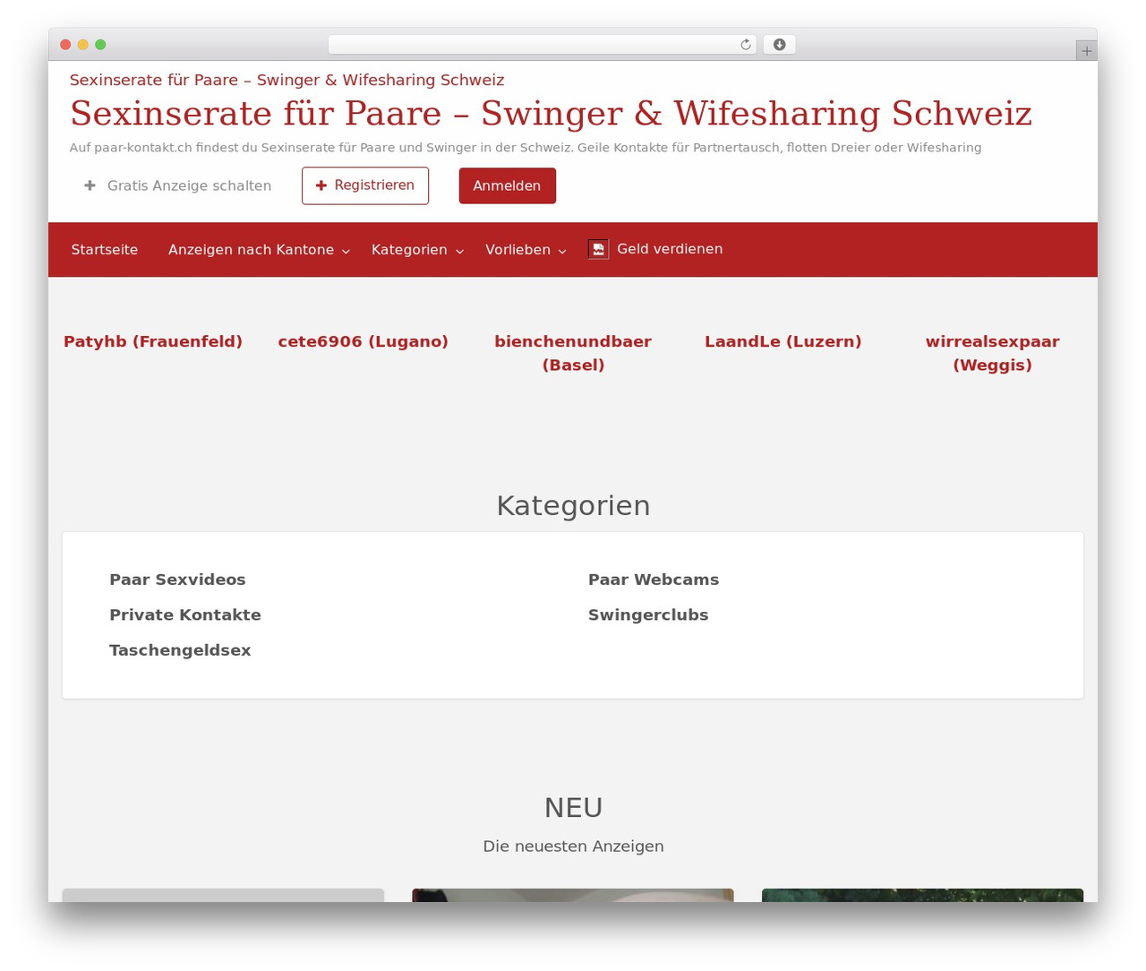 ClassiPress WordPress theme - paar-kontakt.ch