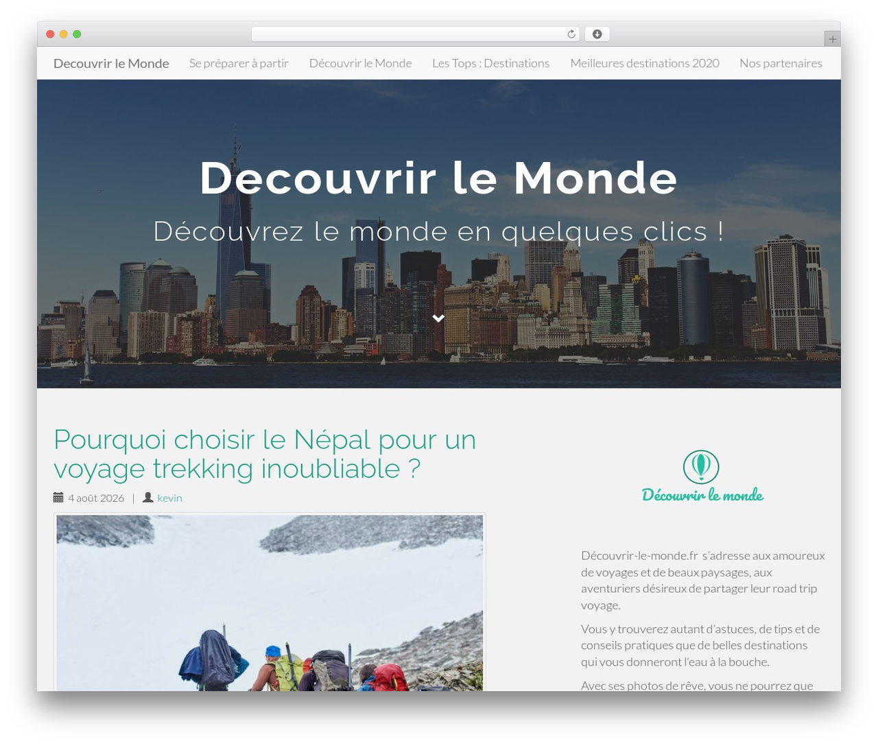 Flat Bootstrap best WordPress theme - decouvrir-le-monde.fr