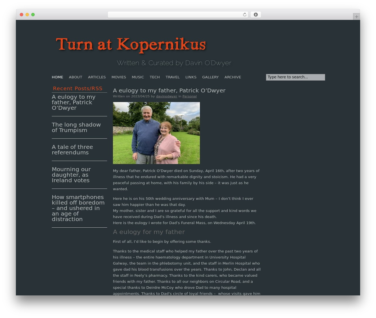 Headway WordPress theme - davinodwyer.com