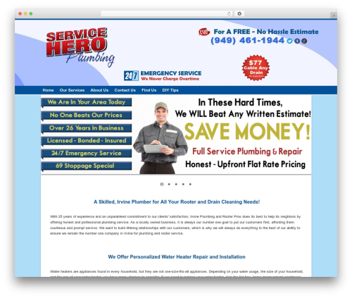 SmallBiz Dynamic WordPress page theme - plumberinirvine.org