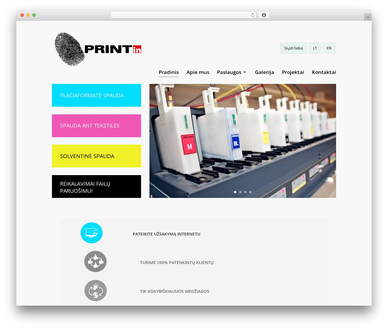 WordPress website theme Divi - print-in.lt
