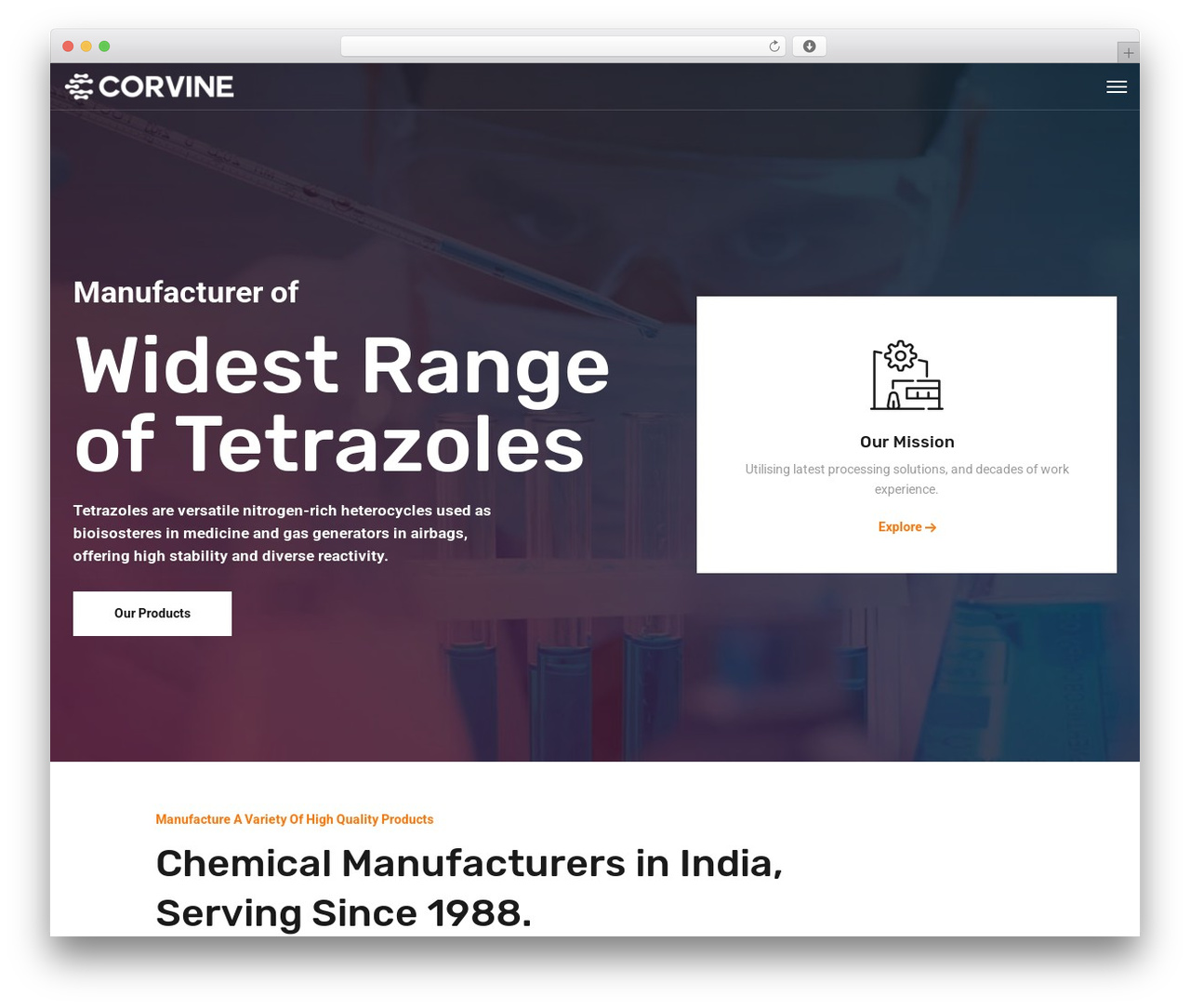 Theme WordPress EIndustic - corvinechemicals.com