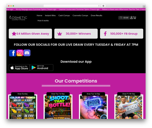 Woocommerce lottery WordPress plugin - cosmeticcompetitions.co.uk