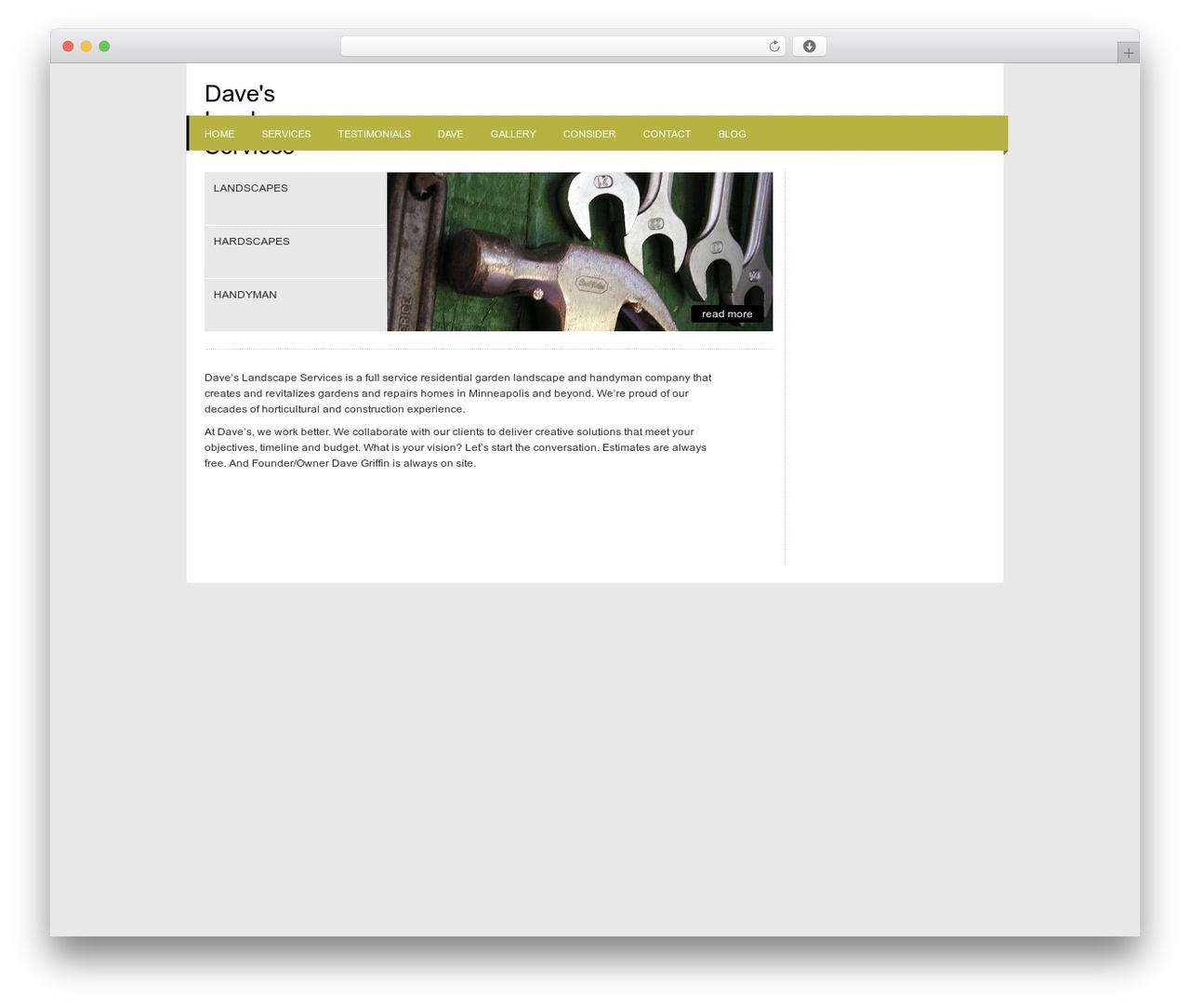 Repousse garden WordPress theme - daveslandscapeservices.com