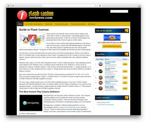WordPress theme Flytonic Theme - flashcasinoreviewer.com