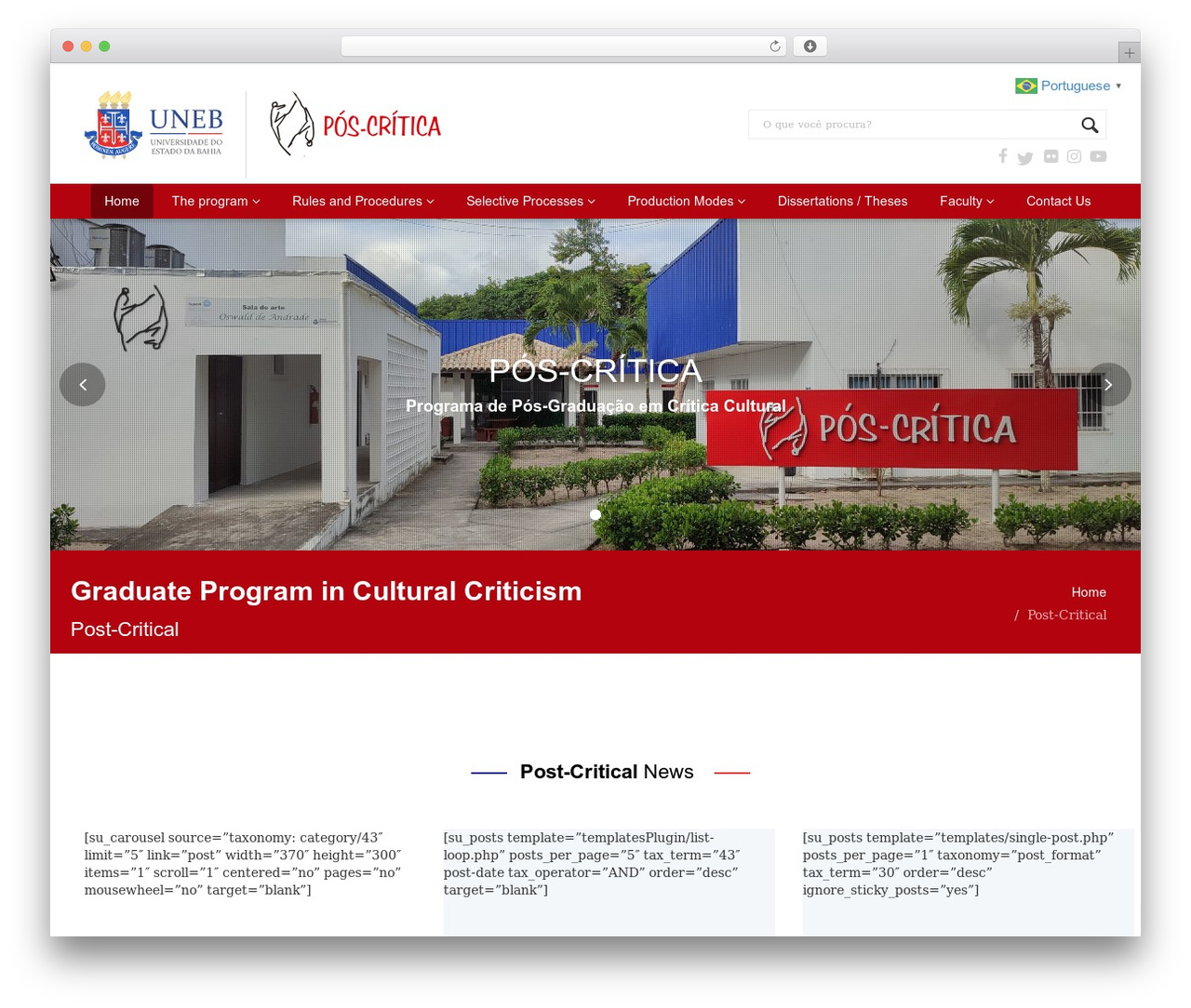 Theme WordPress Flat Theme - poscritica.uneb.br