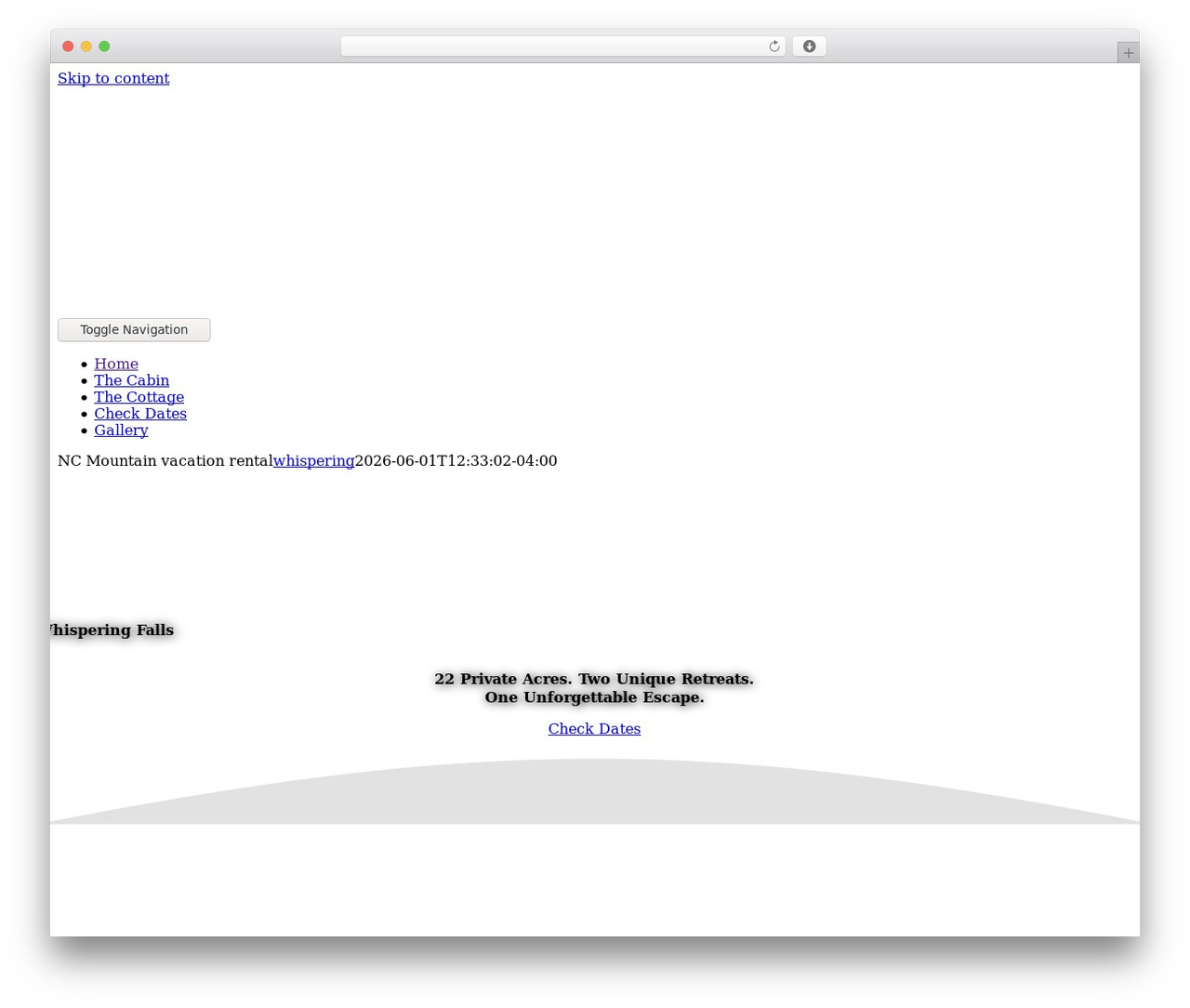 Avada WordPress theme - whisperingfallscabin.com