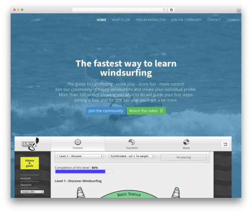 WordPress website theme Learn2Windsurf - learn2windsurf.ch