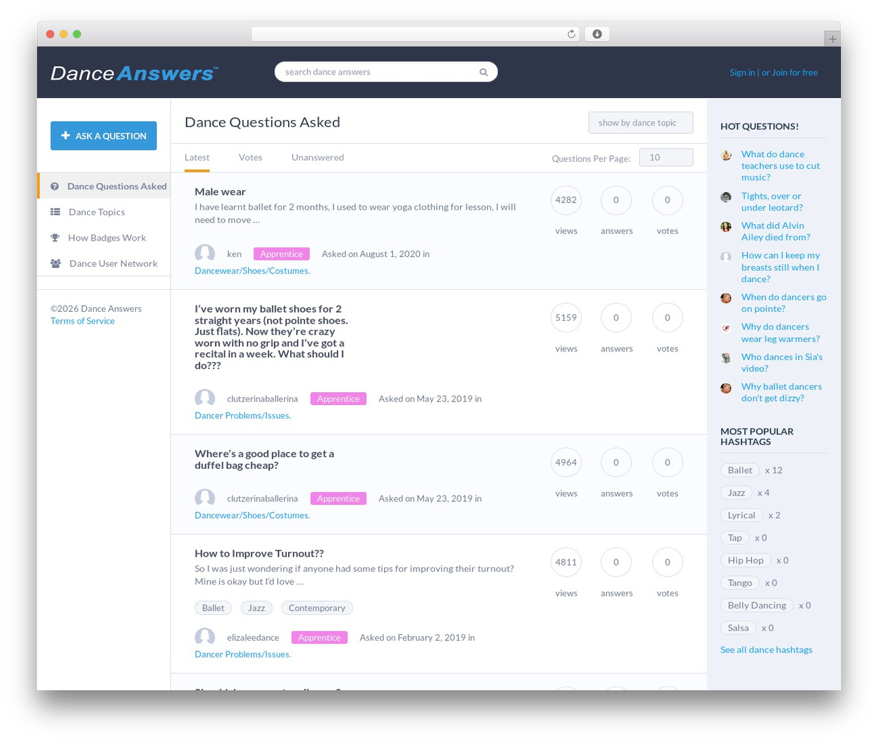 QAEngine best WordPress theme - danceanswers.com