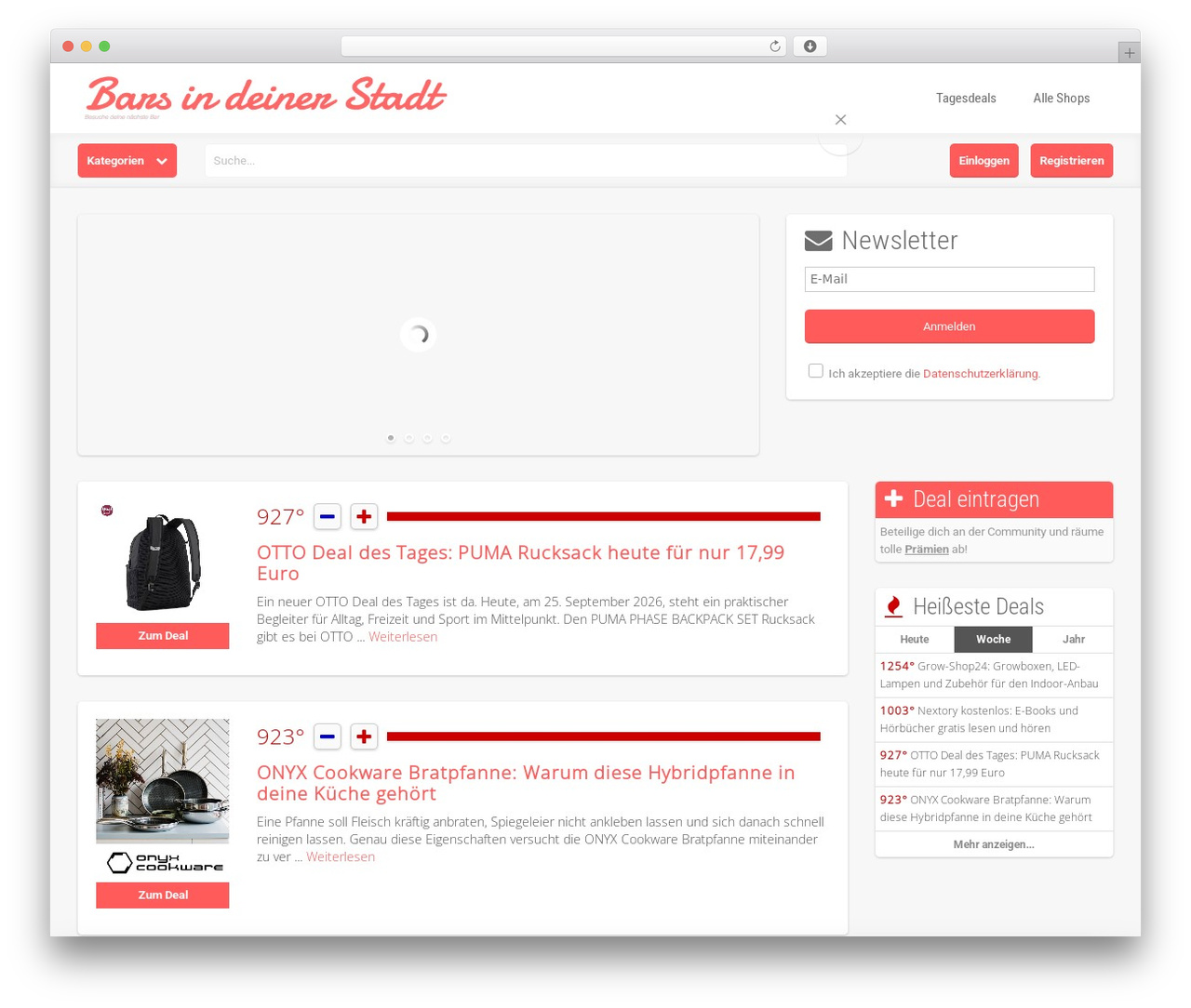 WordPress theme Mommerce - deals.barsindeinerstadt.de