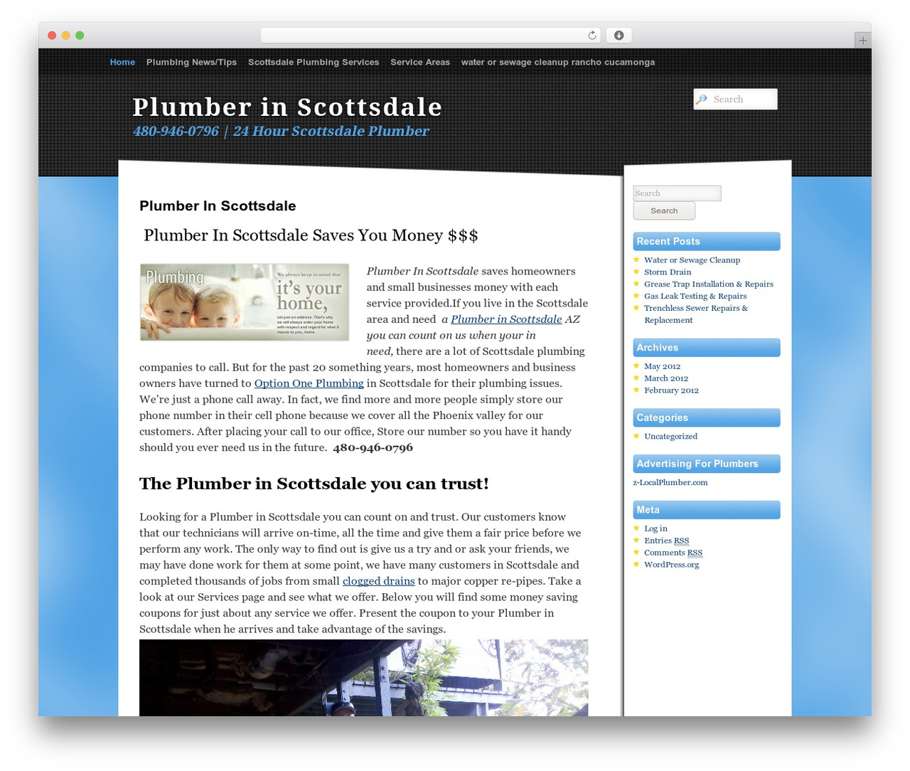 Sonar WordPress theme - plumberinscottsdaleaz.com